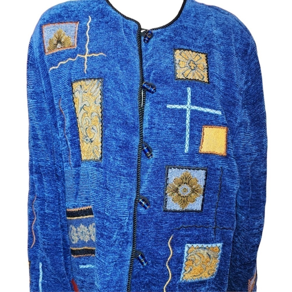 Vintage Allure Patchwork Jacket Cardigan Sweater XL